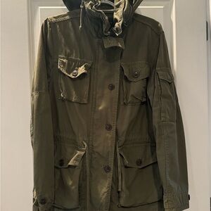 J. Crew Olive Green Hooded Utility Jacket